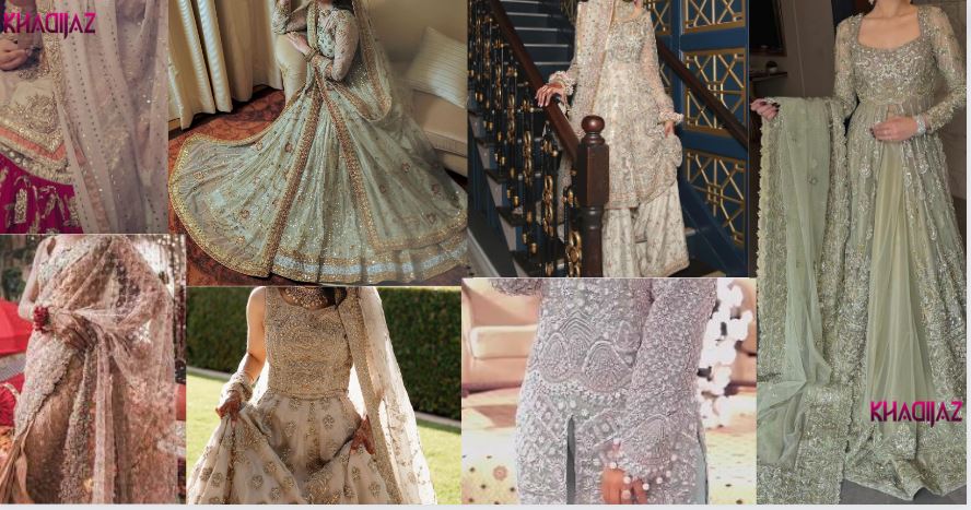 Beautiful dresses for Asian and Pakistani brides. They are new and look very nice. You can see them in many colors and designs. These mix old style and new style. Look at our special collection to see these pretty dresses for brides.